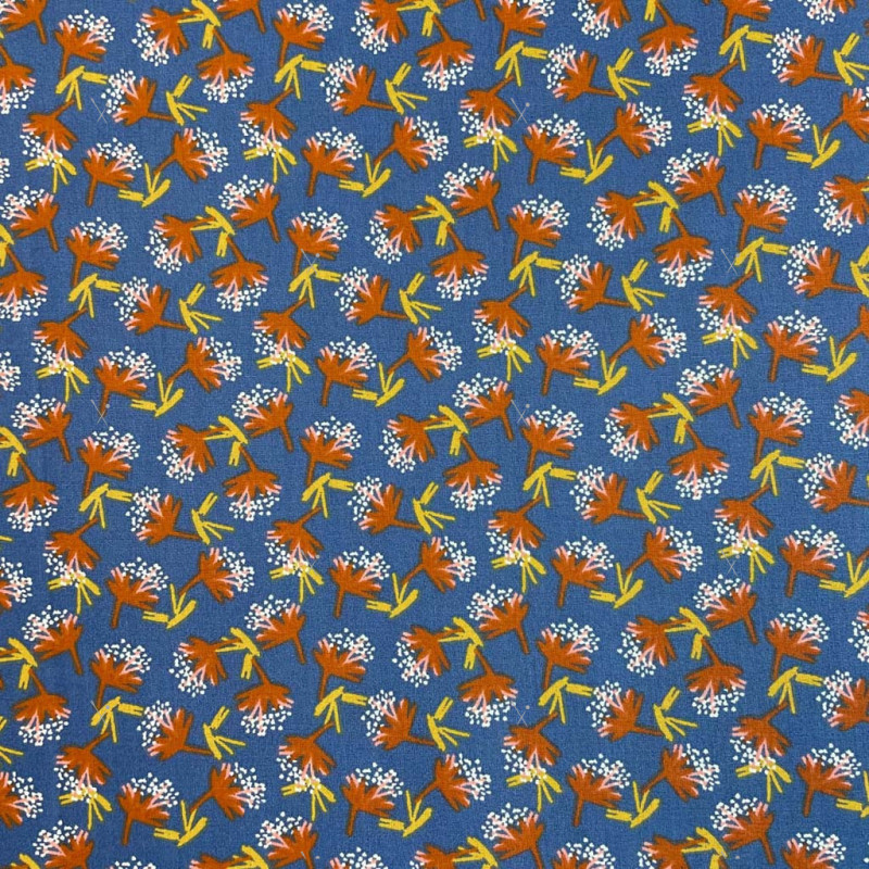 Printed Cotton OMBILO Navy Blue / Rust